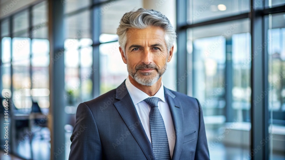 A mature man with a distinguished salt-and-pepper hairstyle, wearing a business suit, standing in a modern office environment. A mature man with a distinguished salt-and-pepper hairstyle, wearing a business suit, standing in a modern office environment.