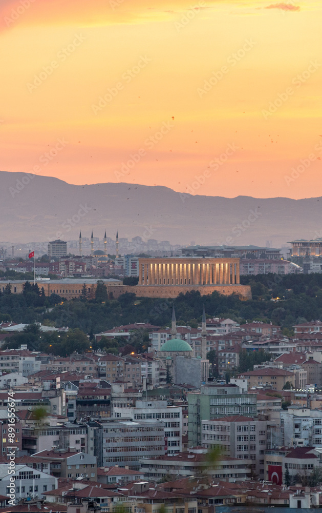 Fototapeta premium Anıtkabir, the mausoleum of Ataturk, during twilight