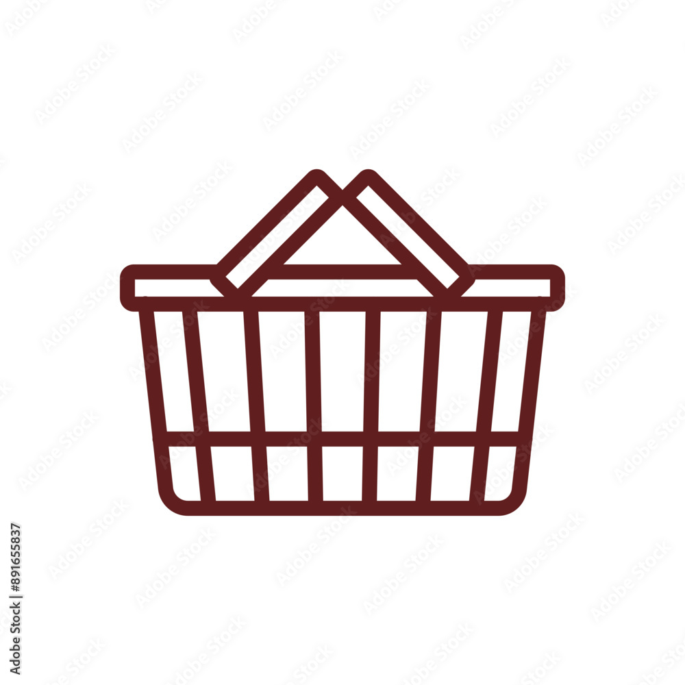 Shopping Basket Vector Line Maroon Icon Design Shopping Basket Vector Line Maroon Icon Design