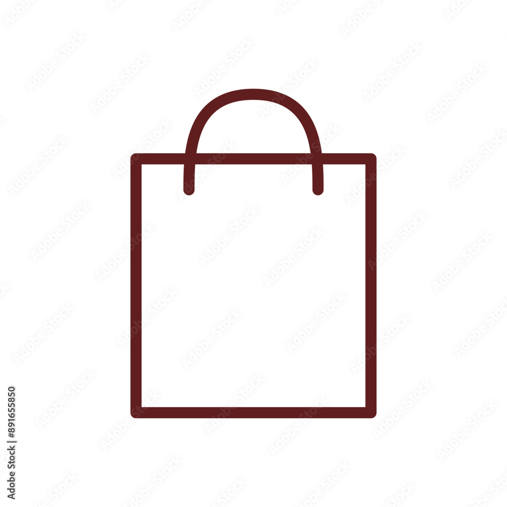 Shopping Bag Vector Line Maroon Icon Design Shopping Bag Vector Line Maroon Icon Design