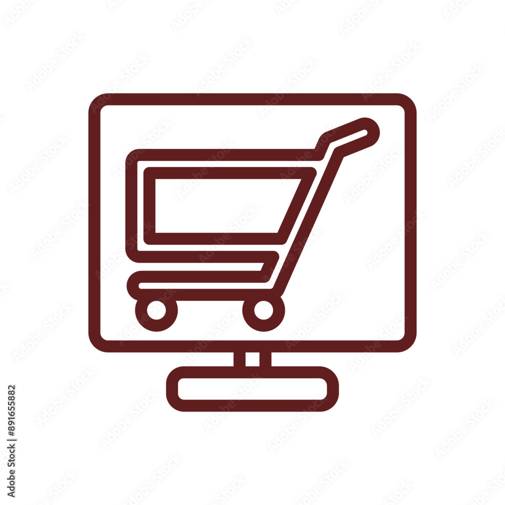 Online Store Vector Line Maroon Icon Design Online Store Vector Line Maroon Icon Design