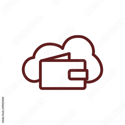 Ewallet Vector Line Maroon Icon Design