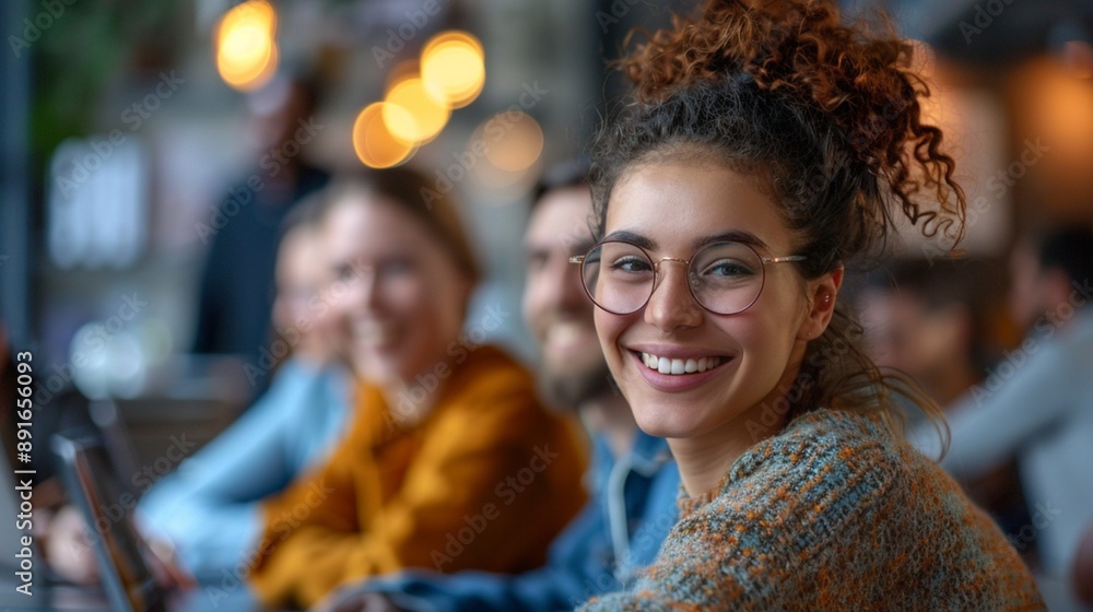 Smiling Young Woman in a cozy cafe Smiling Young Woman in a cozy cafe
