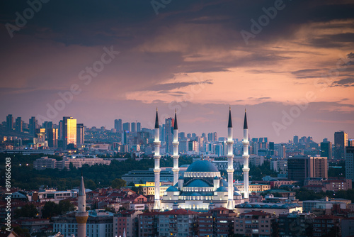 General view of Ankara during twilight photo