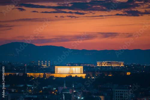Anıtkabir, the mausoleum of Ataturk, during twilight