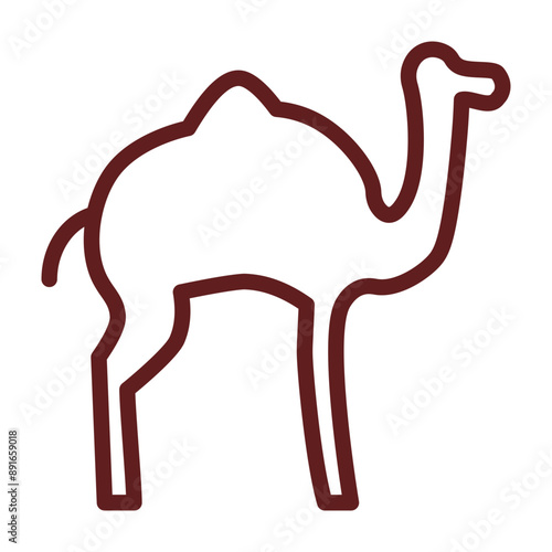 camel Vector Line Maroon Icon Design