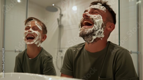 Father and Son Shaving Fun photo