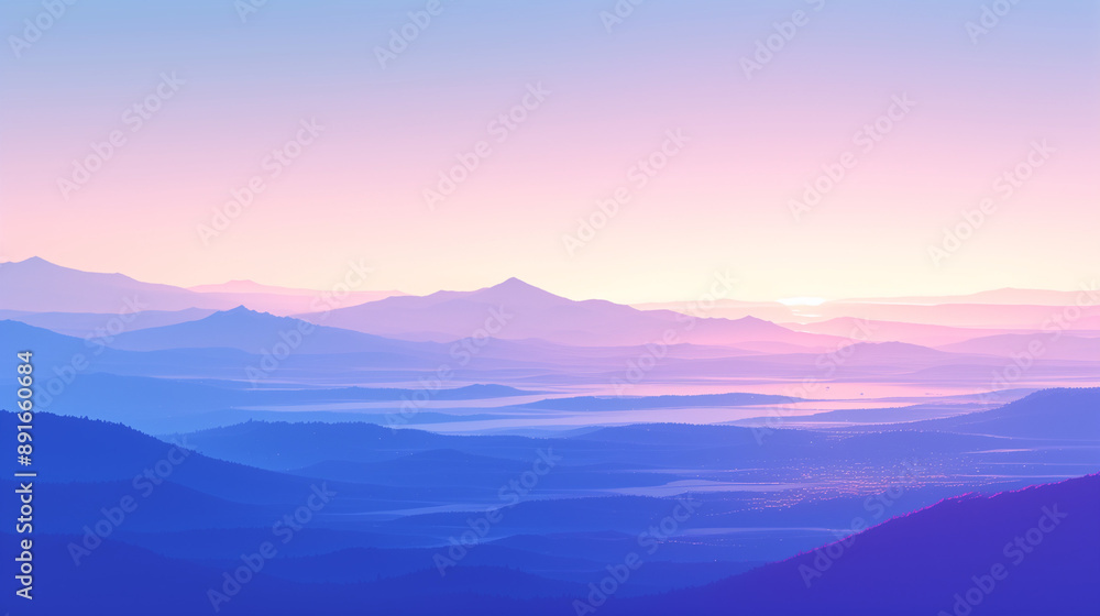 Fototapeta premium serene abstract landscape with lavender gradient, showcasing tranquil flowing forms and a peaceful atmosphere