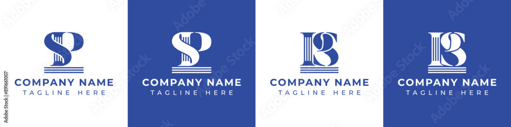 Letters PS and SP Pillar Logo Set, suitable for business with PS and SP related to Pillar Letters PS and SP Pillar Logo Set, suitable for business with PS and SP related to Pillar
