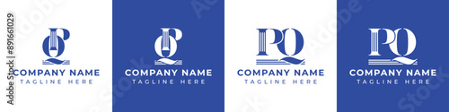 Letters PQ and QP Pillar Logo Set, suitable for business with PQ and QP related to Pillar