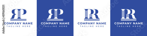 Letters PR and RP Pillar Logo Set, suitable for business with PR and RP related to Pillar