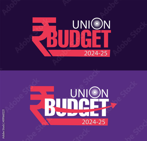 union budget typography with Indian rupee symbol. vector illustration