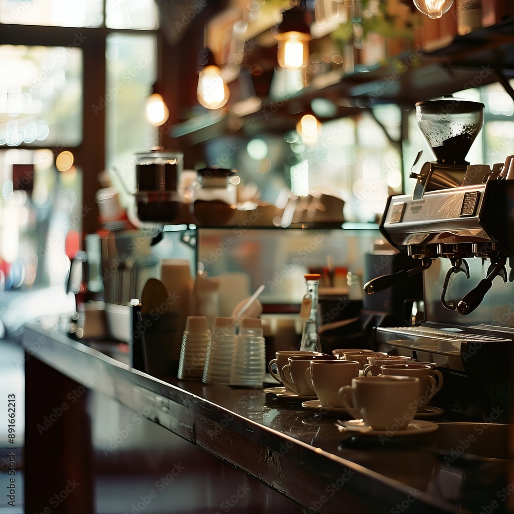 Coffee shop background. Cup of coffee latte on wood bar. Takeaway coffee. High quality AI generated image Coffee shop background. Cup of coffee latte on wood bar. Takeaway coffee. High quality AI generated image
