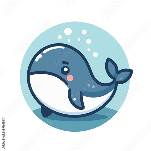 flat vector logo of a whale, flat logo of a whale.