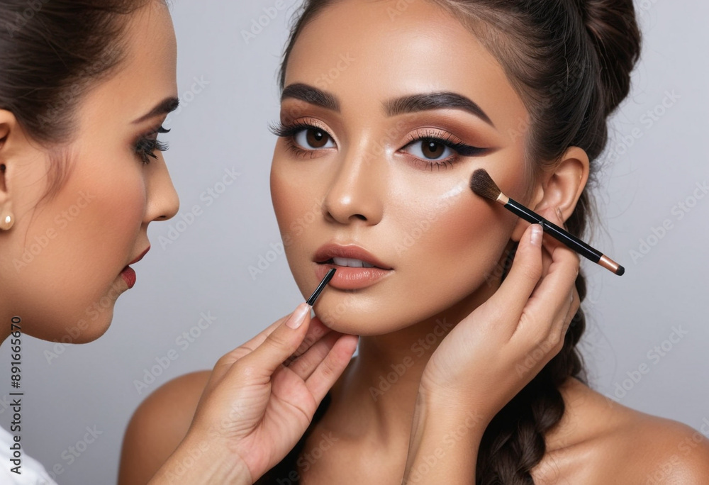 Influencer learns a traditional makeup technique from a local artist. Influencer learns a traditional makeup technique from a local artist.