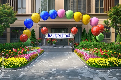 A school entrance with a 