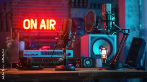 The radio broadcasting studio