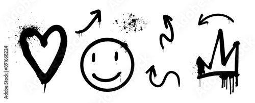 Urban culture art, graffiti symbol set 
