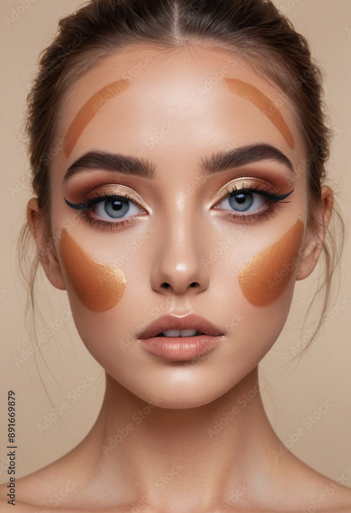 Influencer recreates a famous painting using makeup on their face. Influencer recreates a famous painting using makeup on their face.
