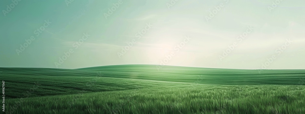 Obraz premium Minimalist desktop screensaver in agrarian style, light emerald color.