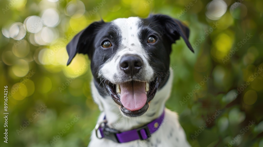 The smiling black-and-white dog. The smiling black-and-white dog.