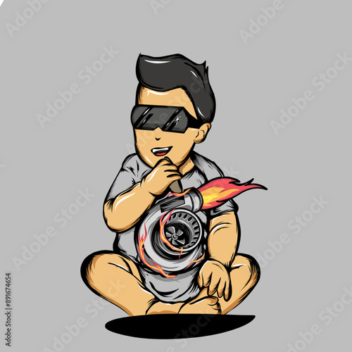 illustration of a person with a turbo