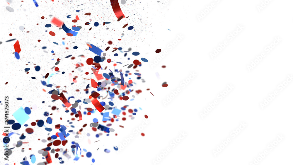 A burst of red white and blue confetti against a black background Celebrate A burst of red white and blue confetti against a black background Celebrate