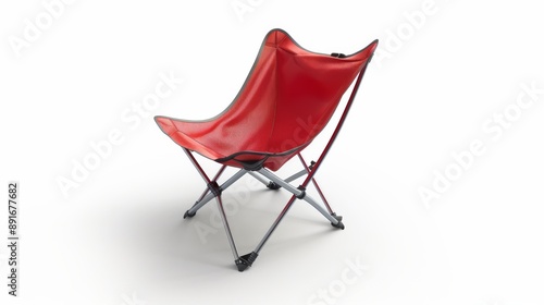 Camping portable chair isolated on white background. Outdoor gear isolated on white. Photo realistic photo.