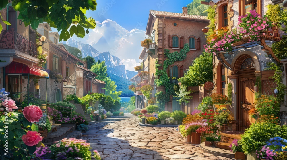 A gentle breeze flows through a quiet village street, carrying the scent of blooming flowers and freshly baked bread. A gentle breeze flows through a quiet village street, carrying the scent of blooming flowers and freshly baked bread.