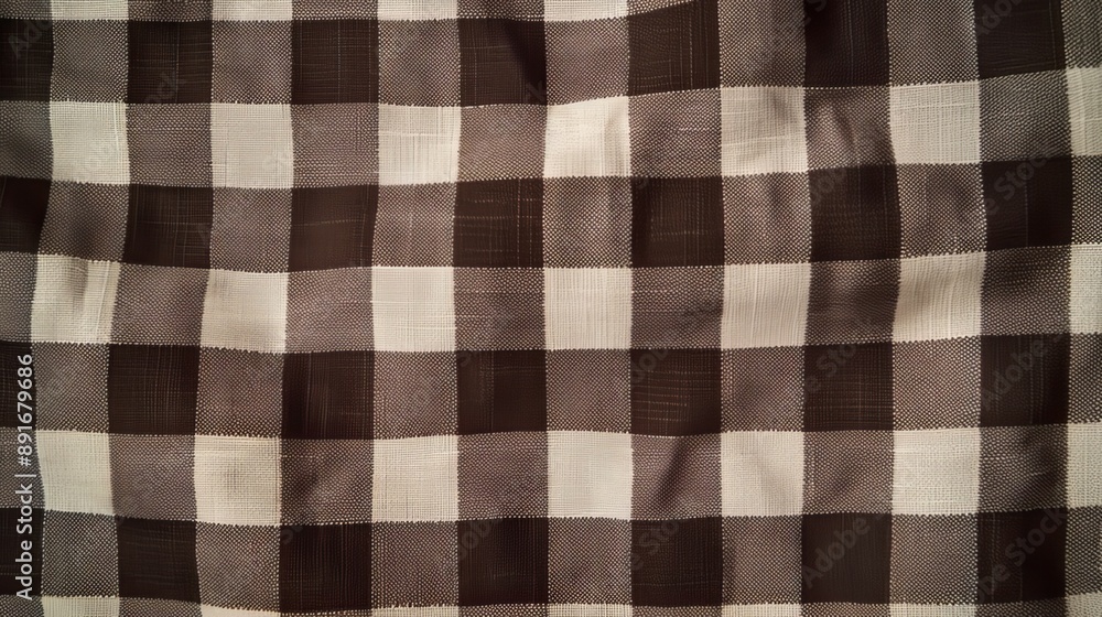 Brown and White Checkered Fabric Texture. Brown and White Checkered Fabric Texture.