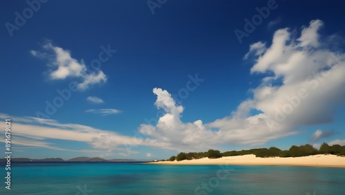 Seaside island with blue sky.