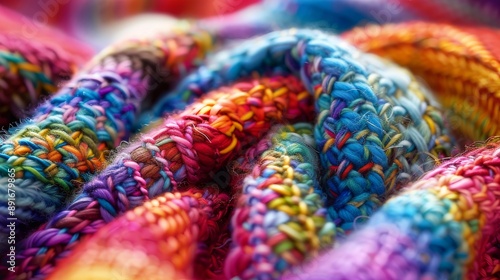 Colorful Knitted Fabric Texture.