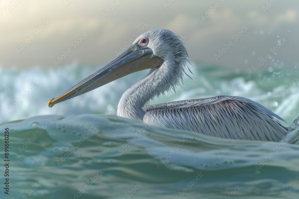A stunning pelican gracefully floating amidst ocean waves, set against a clear blue sky, capturing the essence of coastal life and the freedom of seabirds in their natural habitat. A stunning pelican gracefully floating amidst ocean waves, set against a clear blue sky, capturing the essence of coastal life and the freedom of seabirds in their natural habitat.