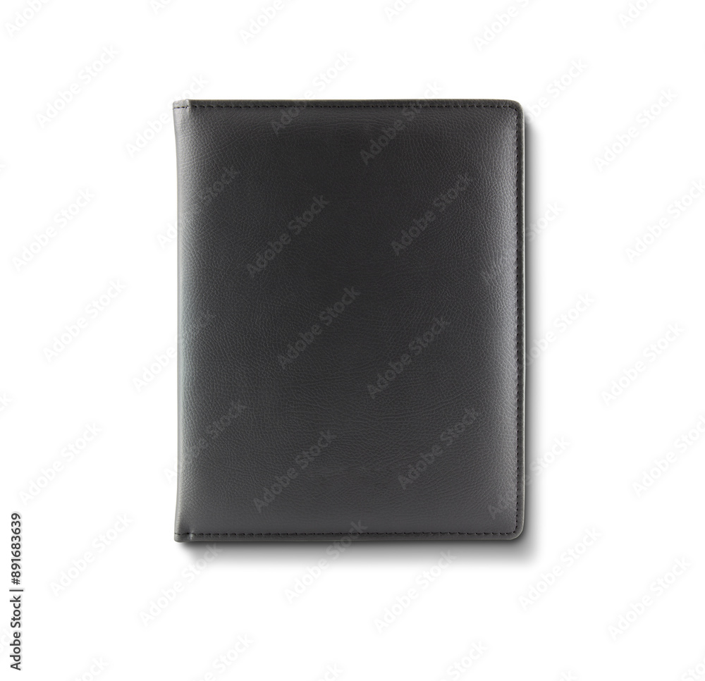 Black color leather fabric hardcover notebook isolated on white background Black color leather fabric hardcover notebook isolated on white background