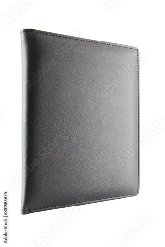 Black color leather fabric hardcover notebook isolated on white background