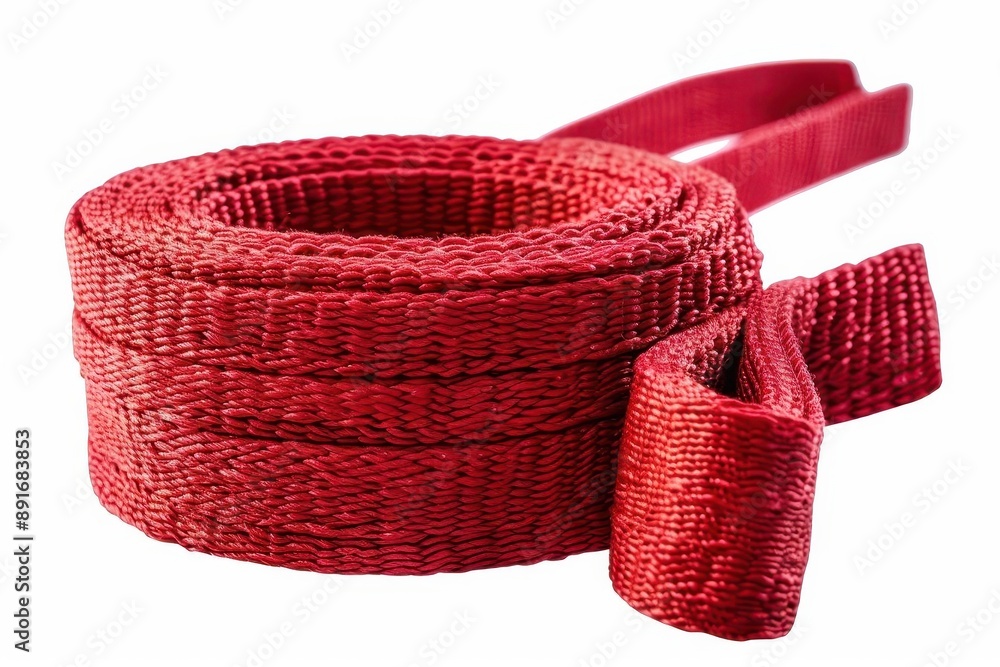 A highly detailed image of a pair of red boxing hand wraps, neatly rolled up Isolated on a solid white background, PNG dicut style, object as model A highly detailed image of a pair of red boxing hand wraps, neatly rolled up Isolated on a solid white background, PNG dicut style, object as model