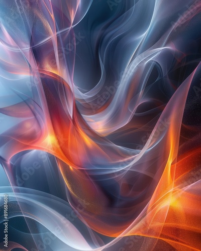 Digital abstract 3D background, dynamic curves and bright colors, ample copy space, Generative AI, modern and futuristic design, captivating and sleek © Karn AS Images