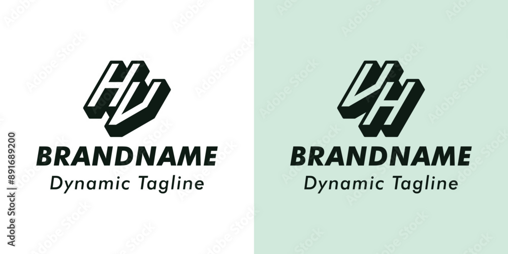 Obraz premium Letters HV and VH 3D Monogram Logo, Suitable for business with VH or HV initials