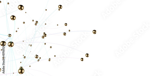 A web of connections golden spheres linked by invisible threads