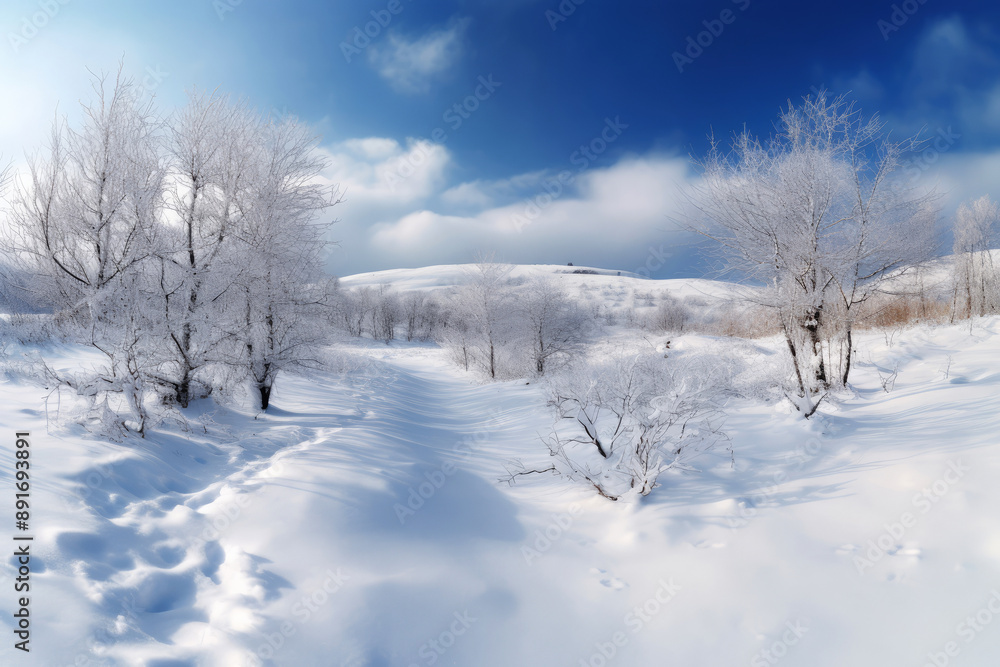 generated illustration of winter forest covered with snow generated illustration of winter forest covered with snow