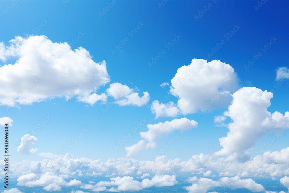 generated illustration of sunny background, blue sky with white clouds generated illustration of sunny background, blue sky with white clouds