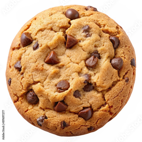 Pile of Chocolate Chip Cookies on White Background