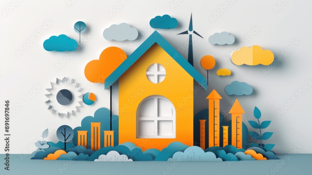 A house with a windmill on top and a lot of trees A house with a windmill on top and a lot of trees