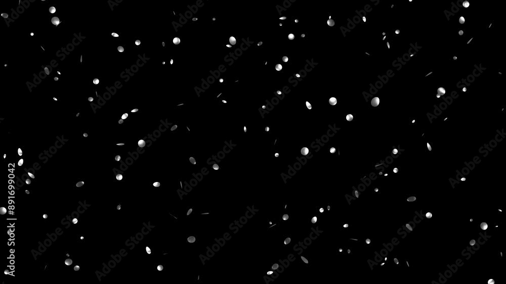 Loop Falling down silver confetti on black background With Matte Channel Loop Falling down silver confetti on black background With Matte Channel