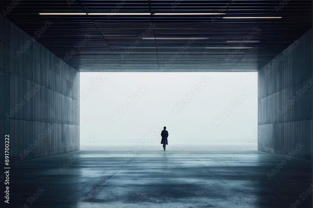 Less is More: A Solo Figure Bathed in Light in a Minimalist Composition. Simple Serenity: A Person Finds Peace in a Clean and Uncluttered Space. generative AI Less is More: A Solo Figure Bathed in Light in a Minimalist Composition. Simple Serenity: A Person Finds Peace in a Clean and Uncluttered Space. generative AI