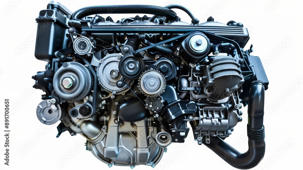 new car engine isolated on white background. Automotive parts isolated on white. Photo realistic photo. new car engine isolated on white background. Automotive parts isolated on white. Photo realistic photo.