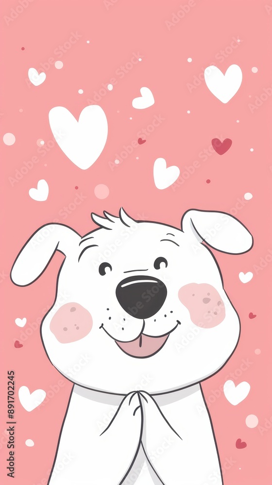 a cartoon dog with hearts around it a cartoon dog with hearts around it