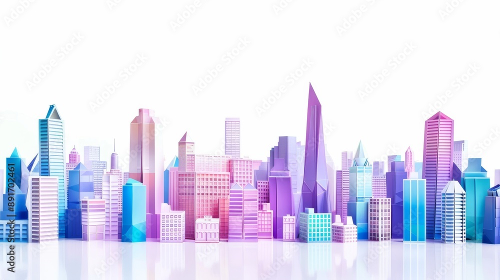 Cityscape illustration made of paper in origami style isolated on white background. Architecture styles isolated on white. Photo realistic photo. Cityscape illustration made of paper in origami style isolated on white background. Architecture styles isolated on white. Photo realistic photo.