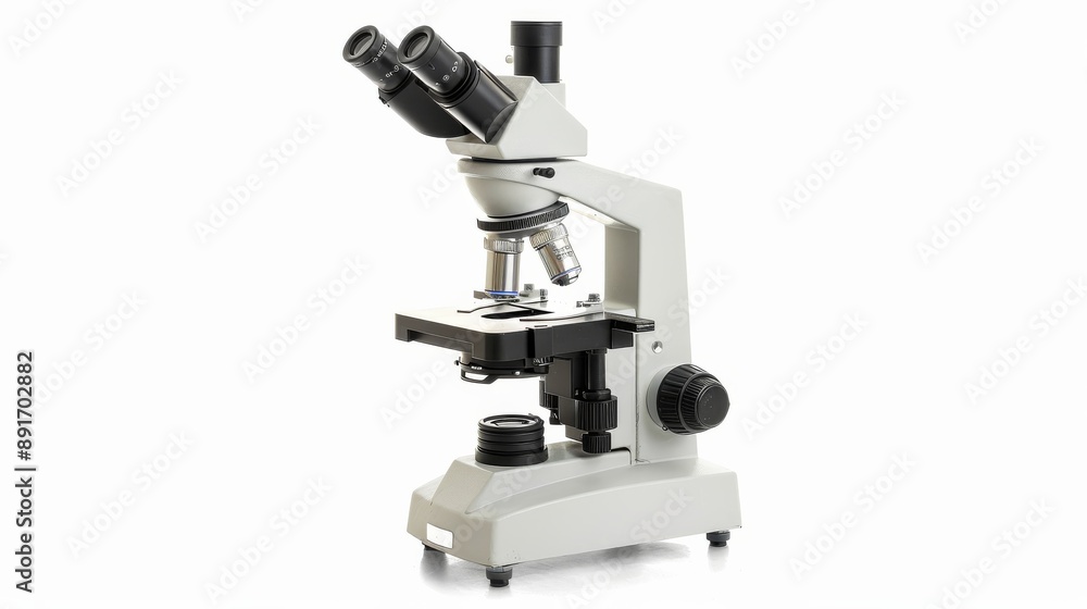 Microscope isolated on a white background Emphasizing the importance of scientific research and discovery in various fields. Scientific fields isolated on white. Photo realistic photo. Microscope isolated on a white background Emphasizing the importance of scientific research and discovery in various fields. Scientific fields isolated on white. Photo realistic photo.