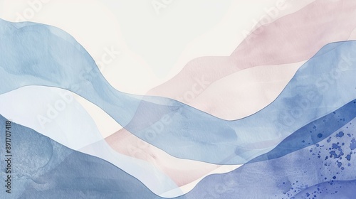 Wallpaper Mural Abstract watercolor background with blue and pink hues. A soft and elegant watercolor background with a mix of blue and pink hues. This artistic design creates a serene and peaceful ambiance. Torontodigital.ca